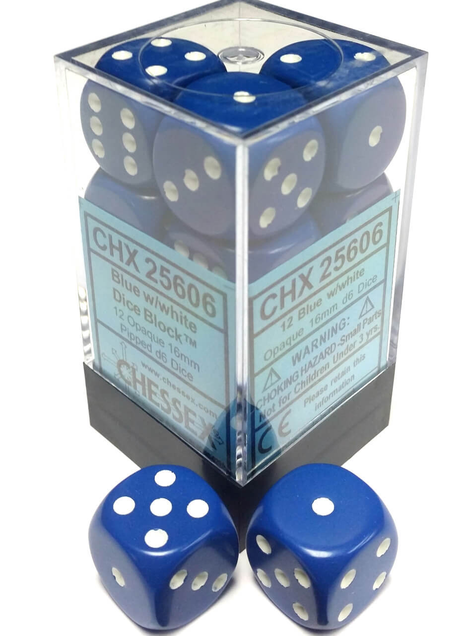 Chessex 16mm d6 Opaque styles (12 dice)