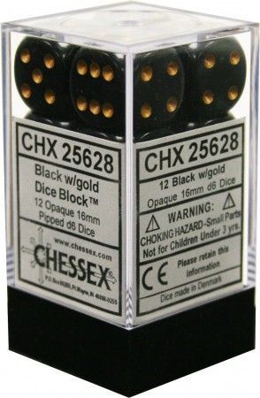 Chessex 16mm d6 Opaque styles (12 dice)
