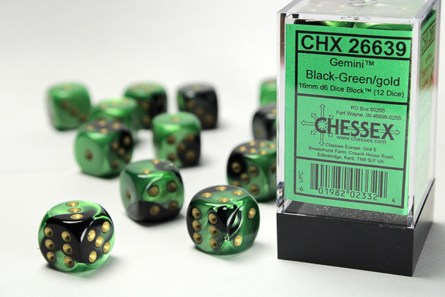 Chessex 16mm d6 Gemini styles (12 dice)