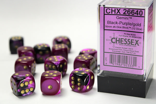 Chessex 16mm d6 Gemini styles (12 dice)