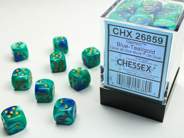 Chessex 12mm d6 Gemini styles (36 dice)