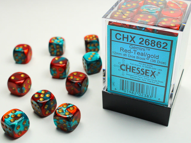 Chessex 12mm d6 Gemini styles (36 dice)