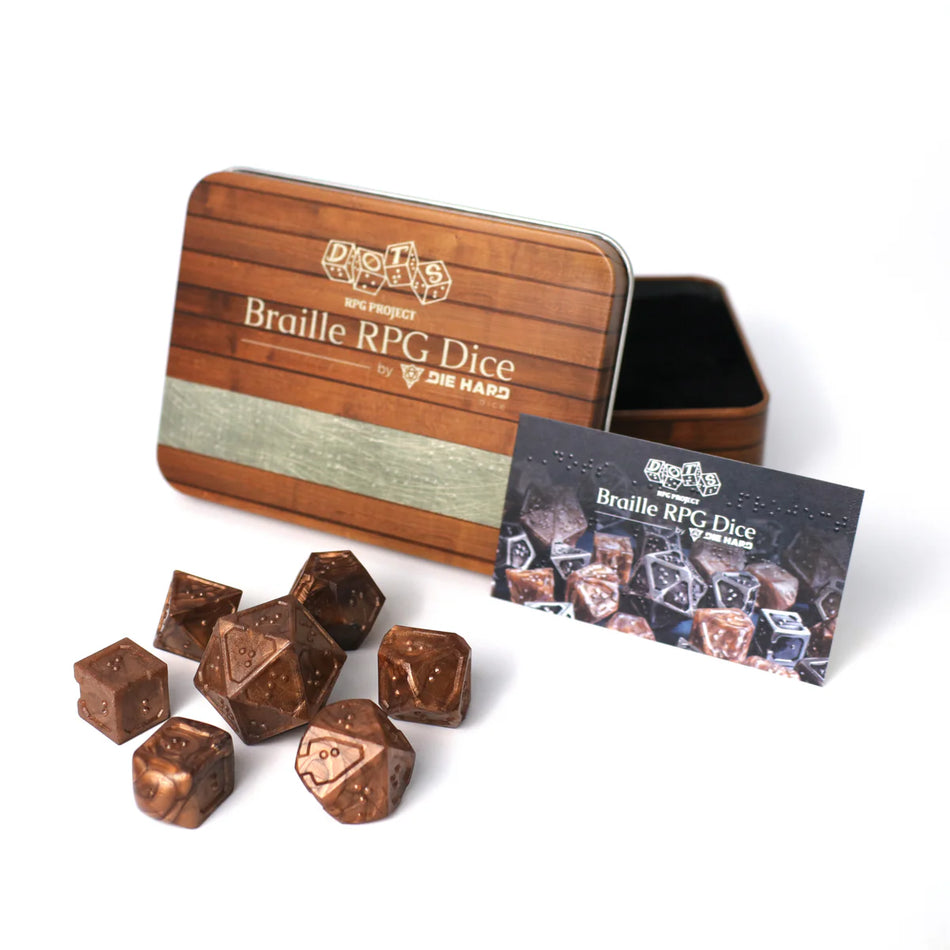 Die Hard Dice - Braille Dice: Molten Bronze