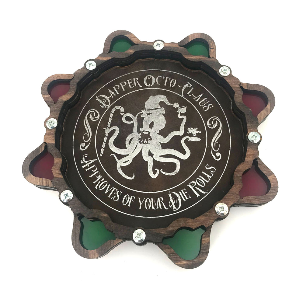 Limited Edition-9″ Round Dice Tray – Dapper Octo Claus