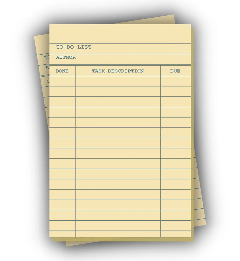 Library Card To Do List Notepad