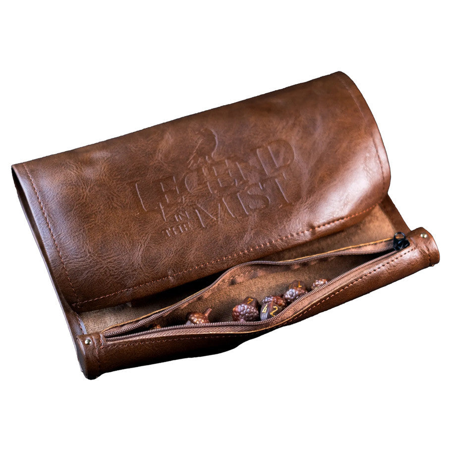 Legend in the Mist: Leather Satchel with 6 Acorn Dice