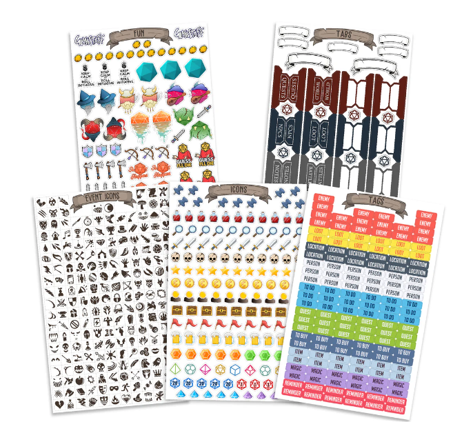 TTRPG Character Sheet Note & Tag Stickers