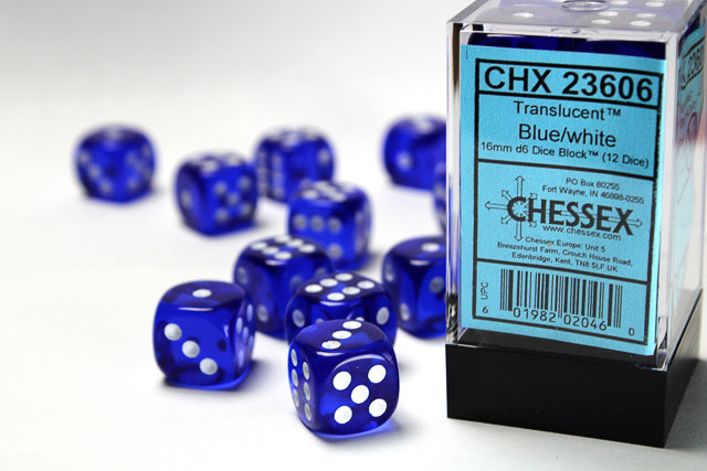 Chessex Translucent d6 16mm (12 dice)
