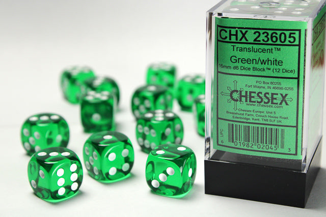 Chessex Translucent d6 16mm (12 dice)