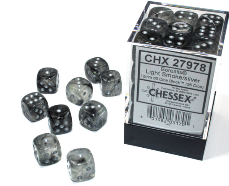 Chessex 12mm d6 Borealis Styles (36 dice)