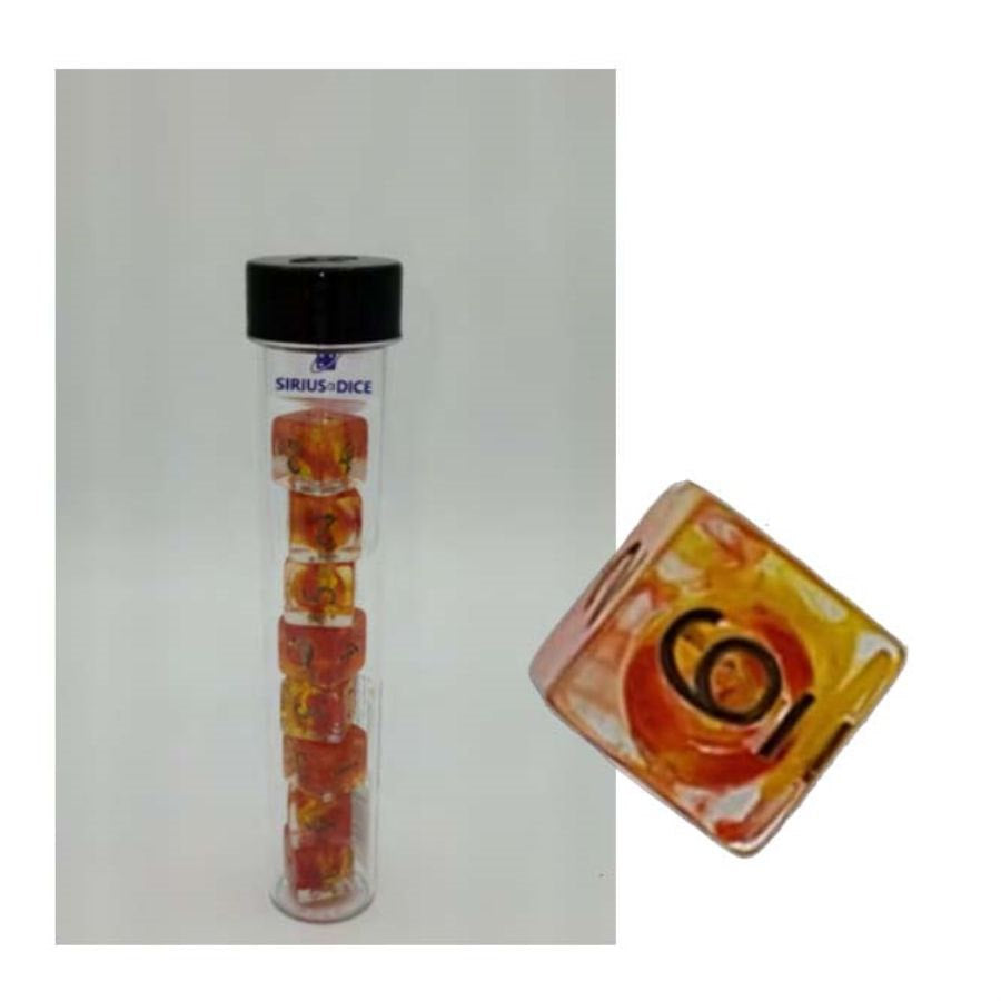 Sirius Dice 8ct d6 Set - Fireball